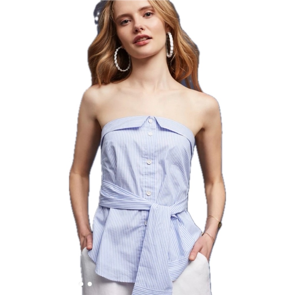 ANTHROPOLOGIE ALANNA STRAPLESS BLOUSE/ HALTER TOP BY MAEVE NWT